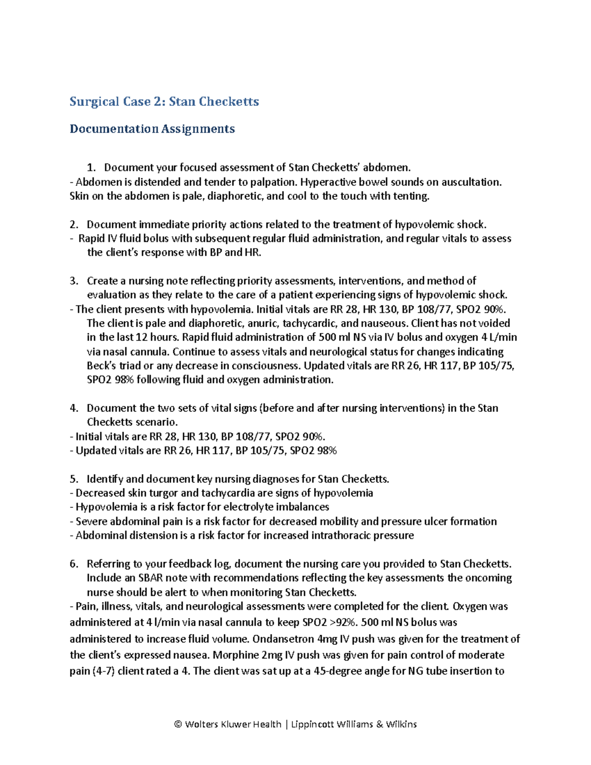 vSim 2.0 Surgical Case 02: Nursing Assessment & Interventions for Stan ...