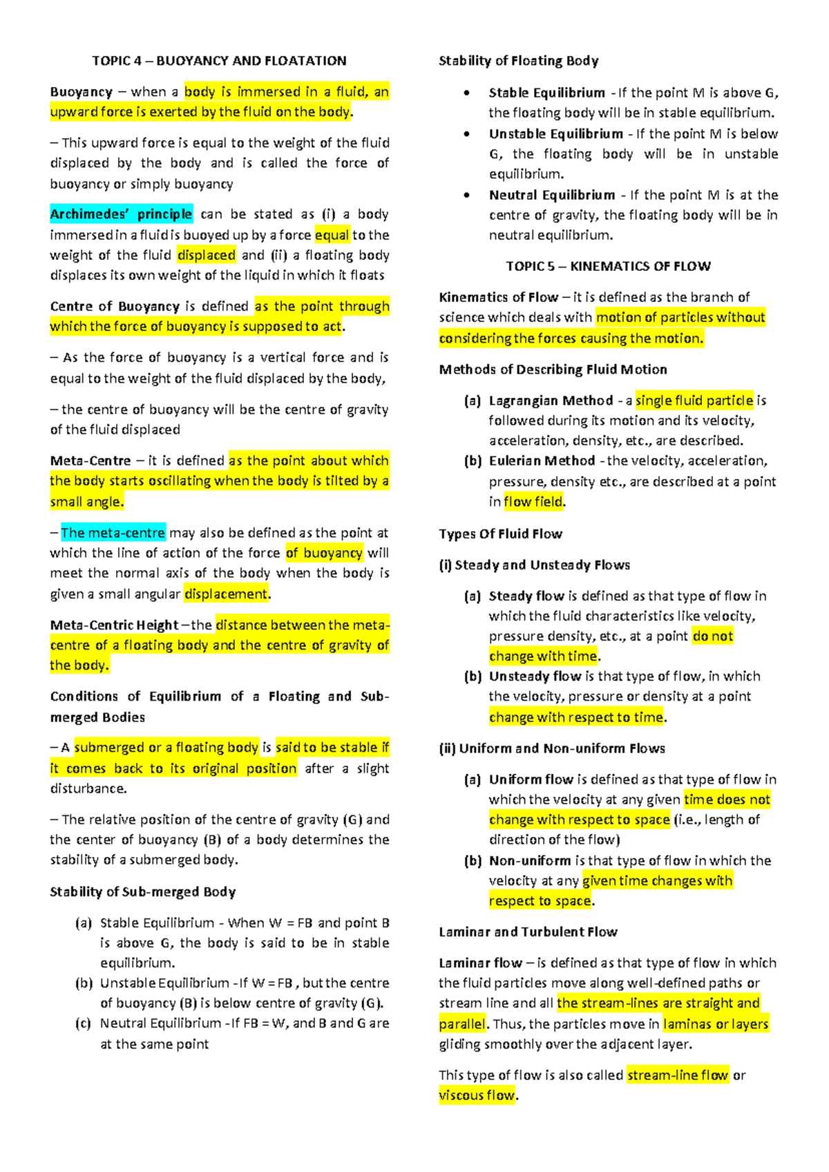 FME-9-Reviewer - Reviewer - TOPIC 4 – BUOYANCY AND FLOATATION Buoyancy ...