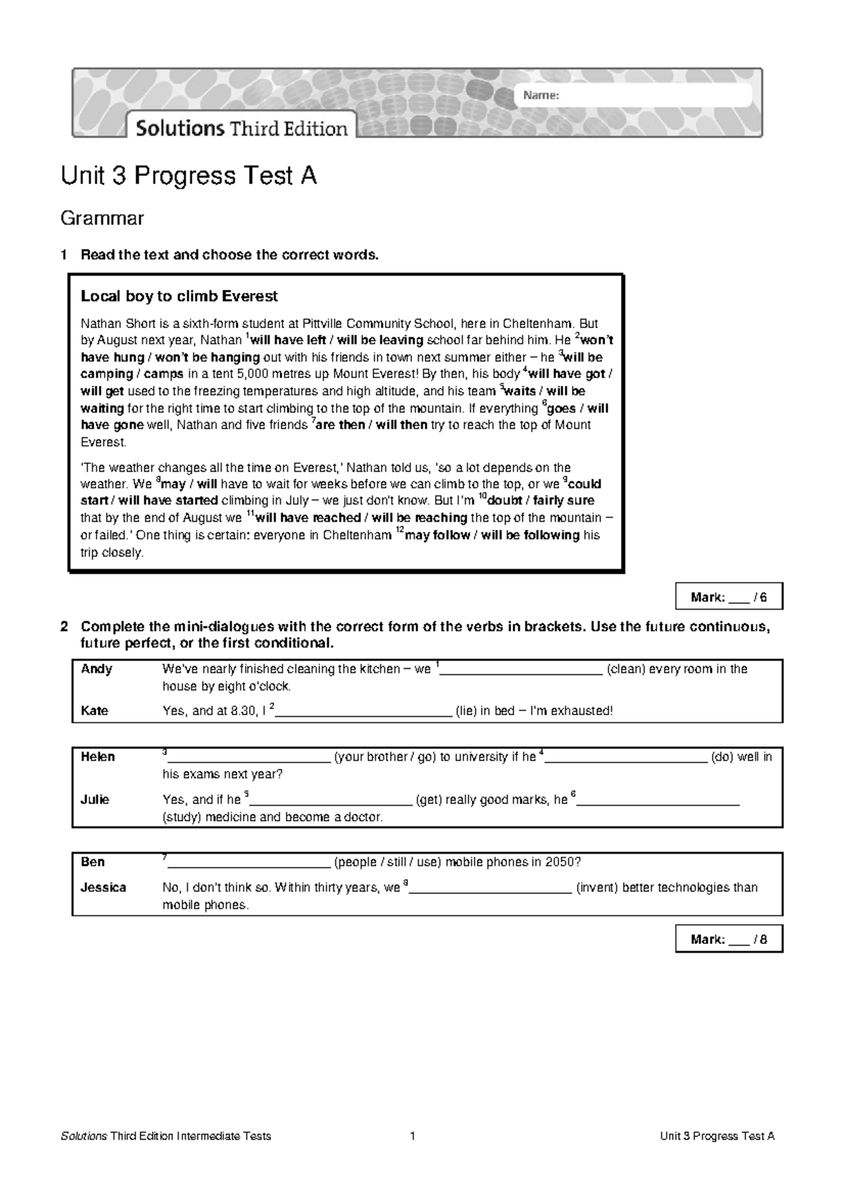 Unit 3 Progress Test A - Language Skills Evaluation - Studocu