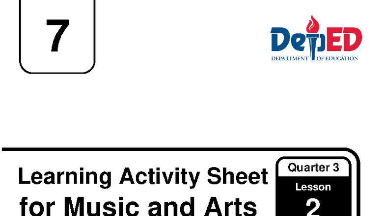 Q3 WS MA 7: Learning Activity Sheet for Music & Arts Lesson 2 - Studocu