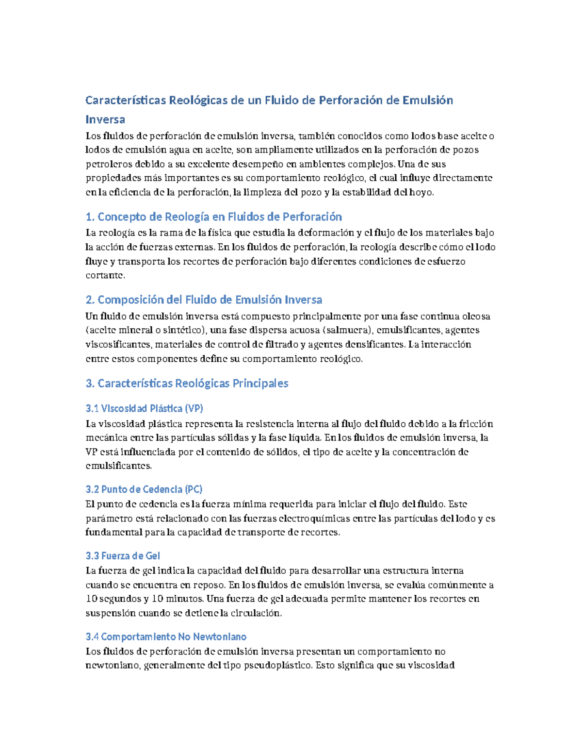 Características Reológicas de Fluidos de Perforación de Emulsión ...