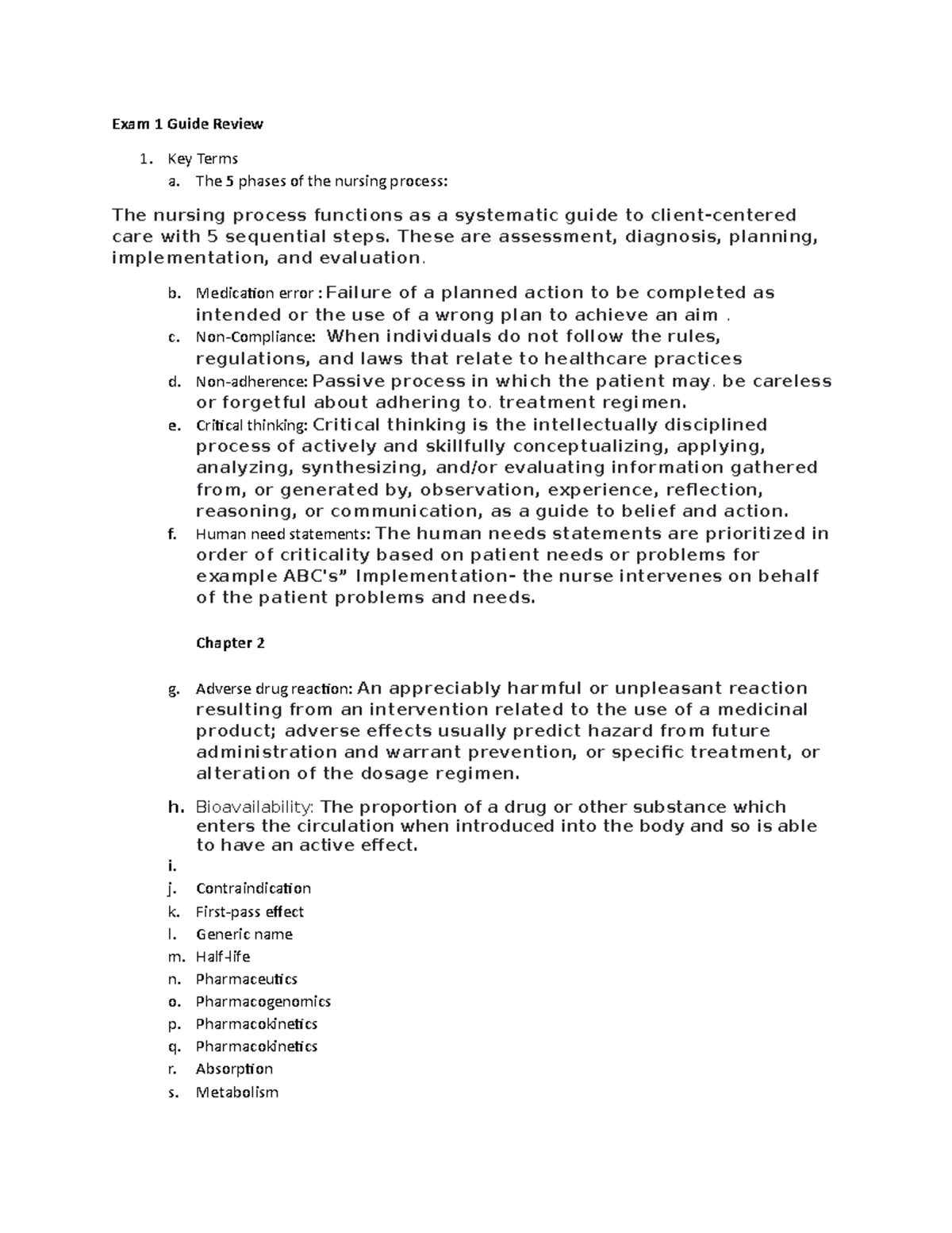 Pharm 101 - Exam 1 Study Guide and Key Concepts Review - Studocu