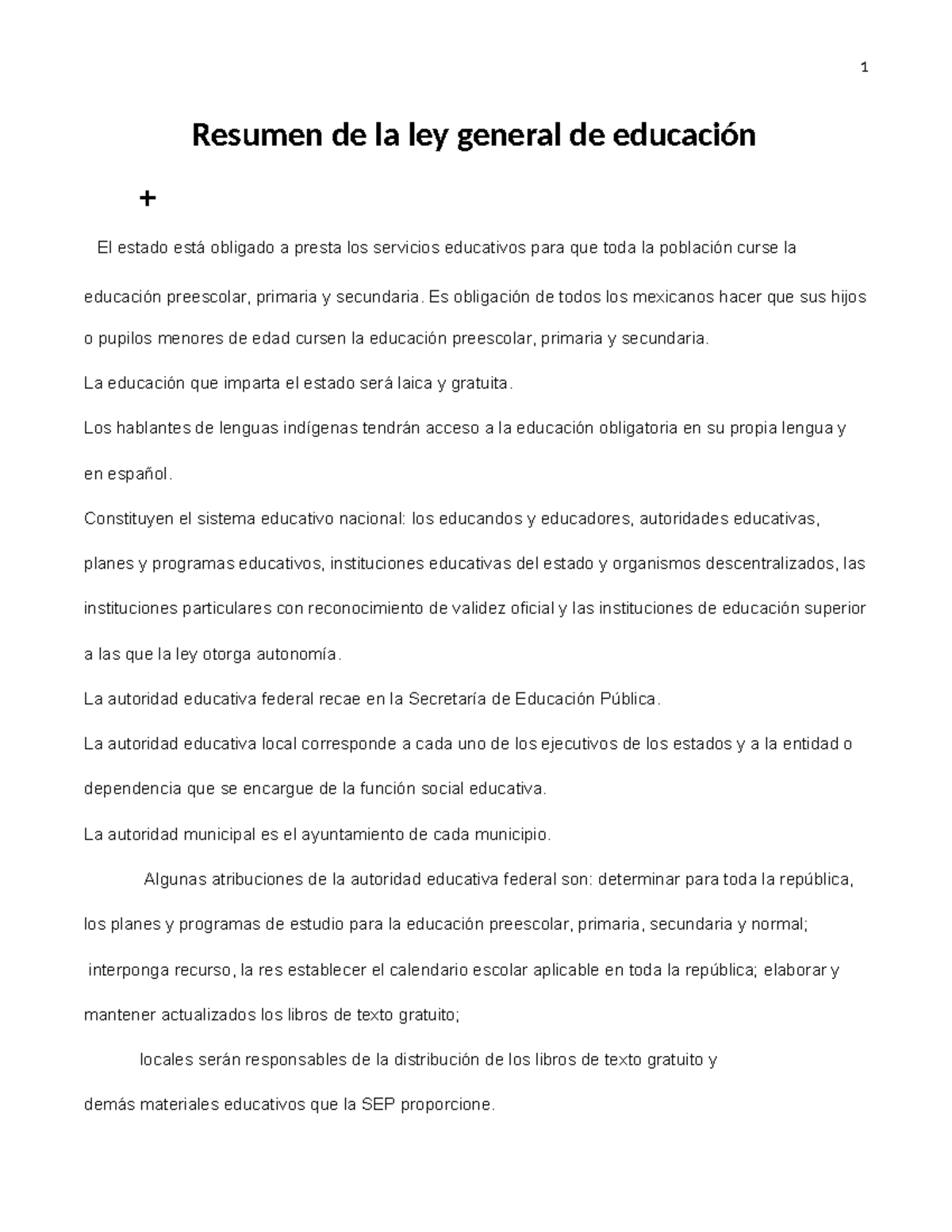 Resumen ley general de educacion Melody - Resumen de la ley general de ...