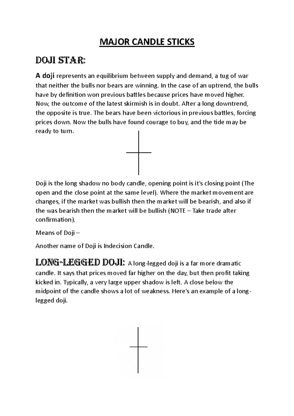 Major Candlestick Patterns: Understanding Doji and More - Studocu