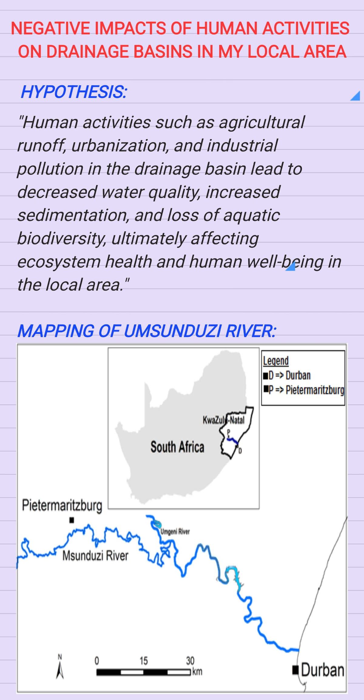 Negative Impacts Of Human Activities On UMsunduzi River Drainage Basin 
