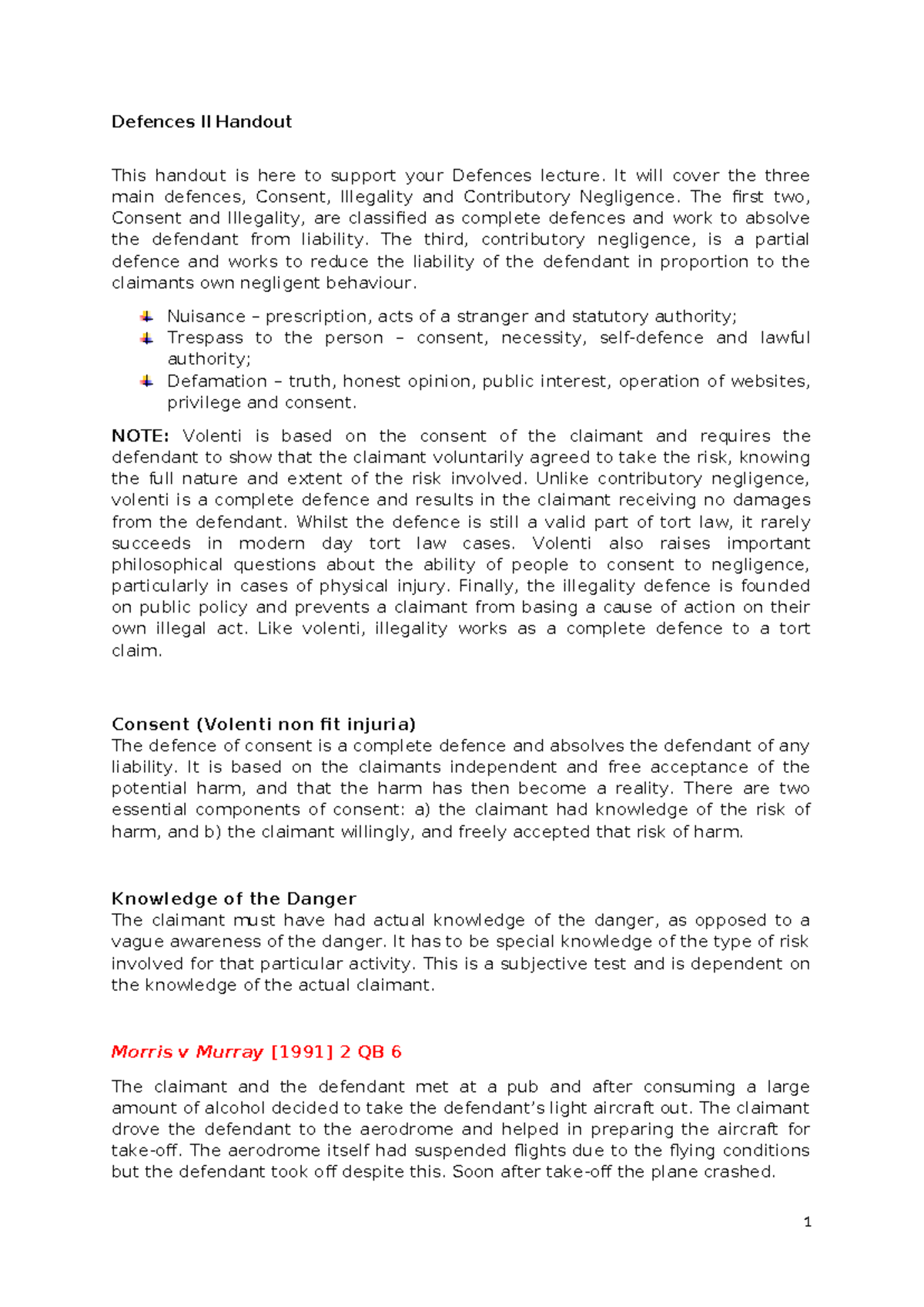 Updated Defences Handout - Defences II Handout This handout is here to ...