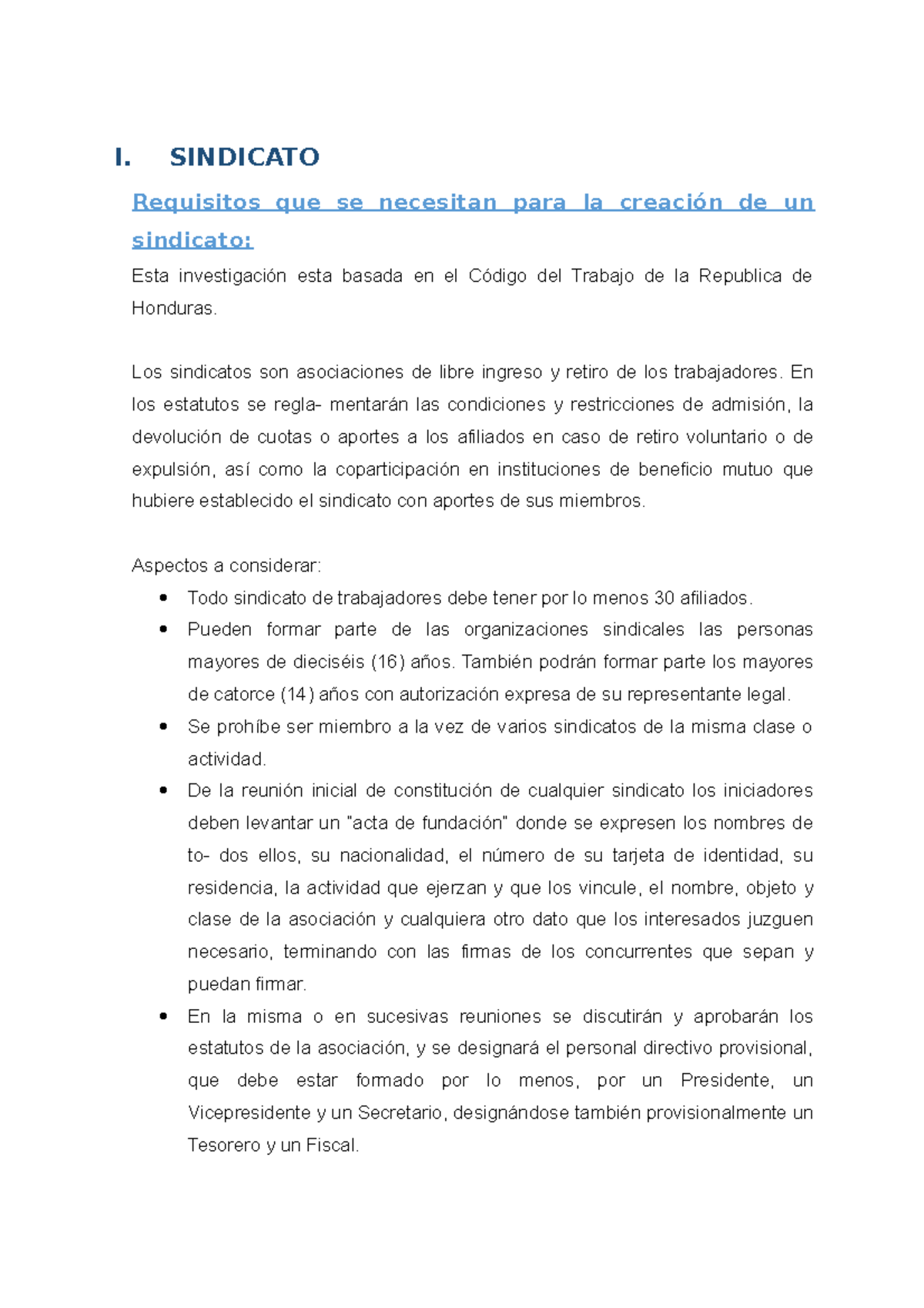 Derecho del Trabajo y Seguridad Social I: Requisitos para un Sindicato ...