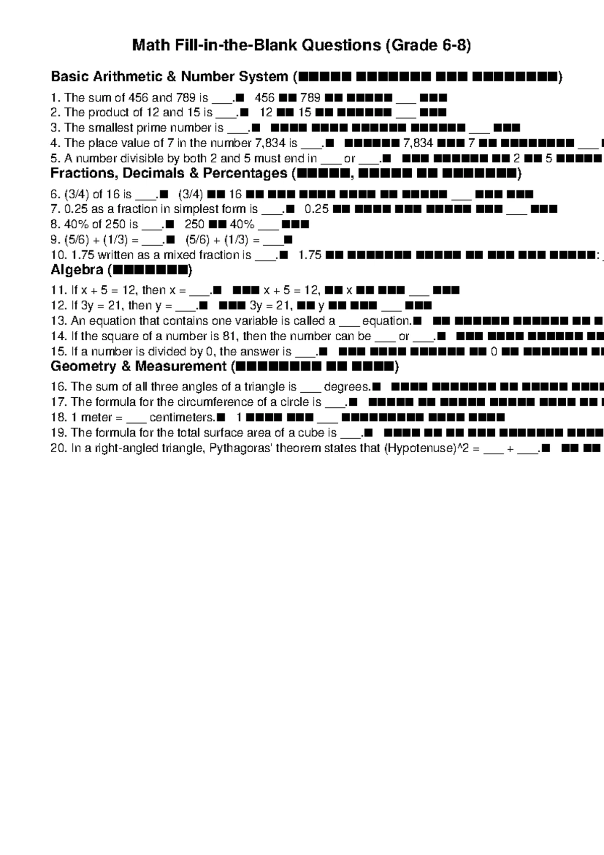 Math Quiz Class 9 10 - Yes - Math Quiz (Class 9-10) (3^2 + 4^2)^(1/2 ...
