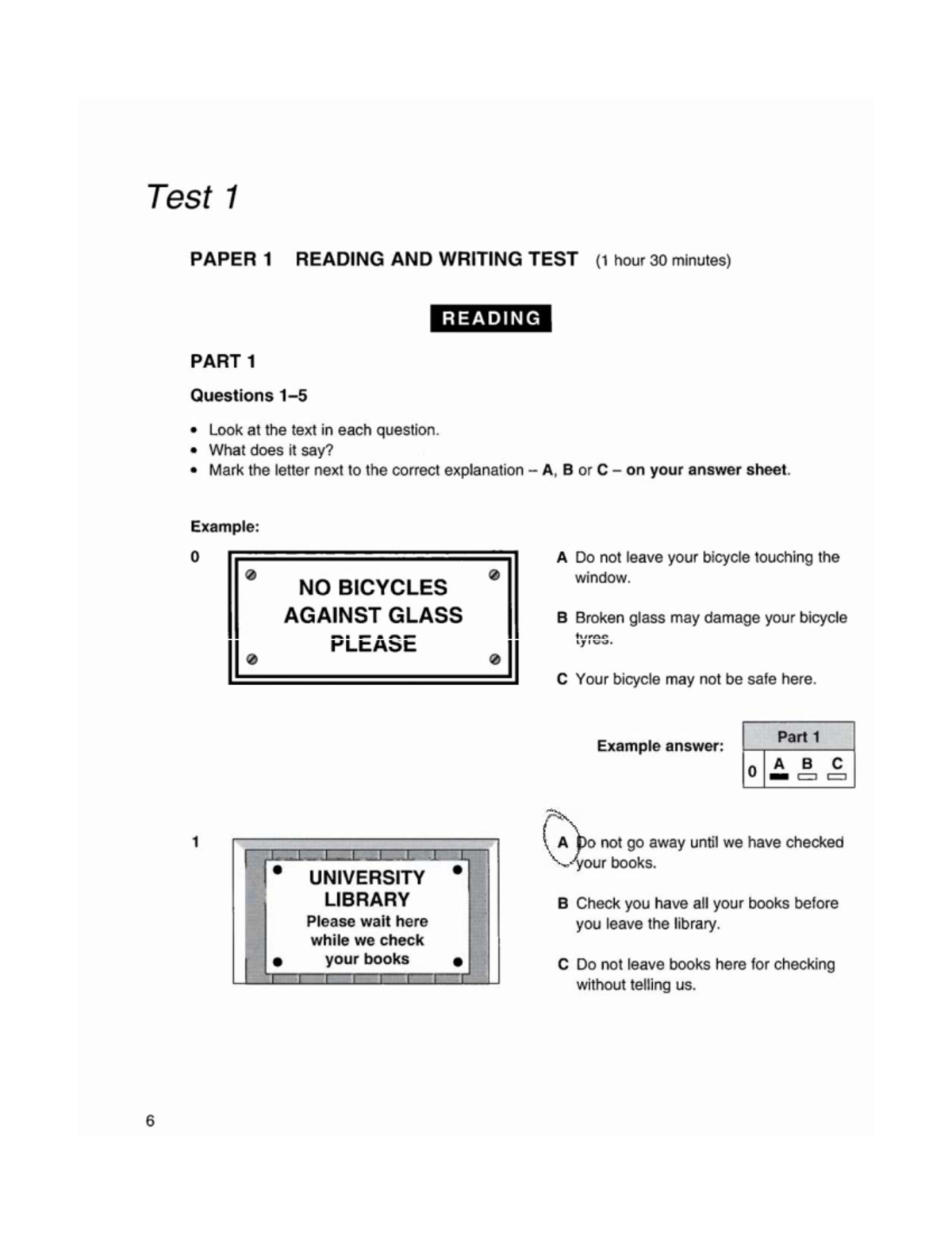 Reading Test 1: Questions on Reading and Writing Skills - Studocu