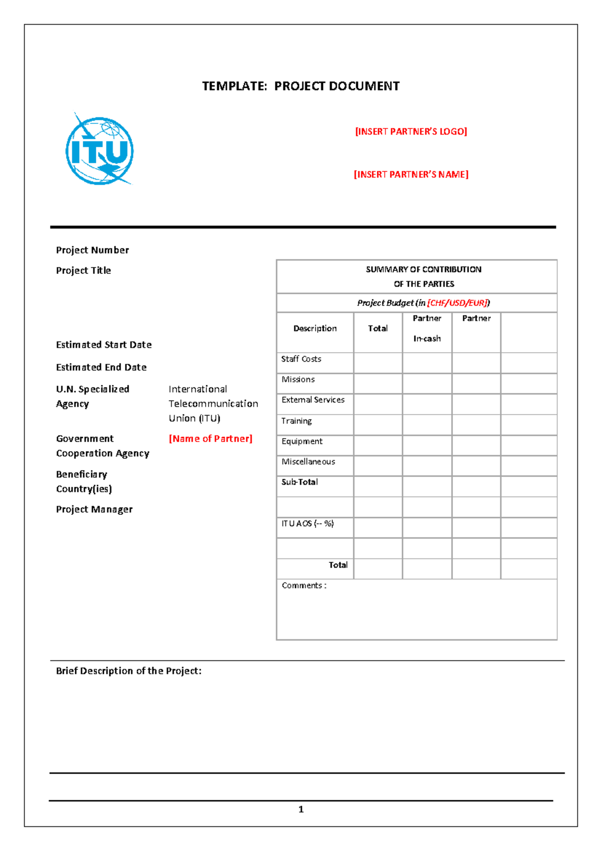 Project Document Template - 1 TEMPLATE: PROJECT DOCUMENT [INSERT ...