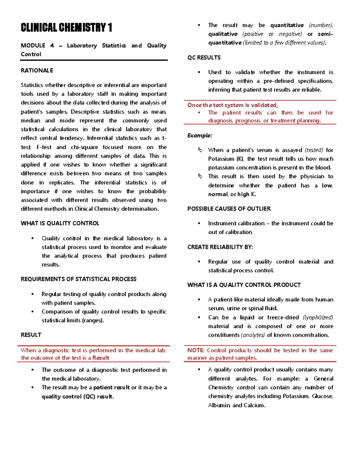 Module 4 – Laboratory Statistics and Quality Control - Page 1 of 2 ...