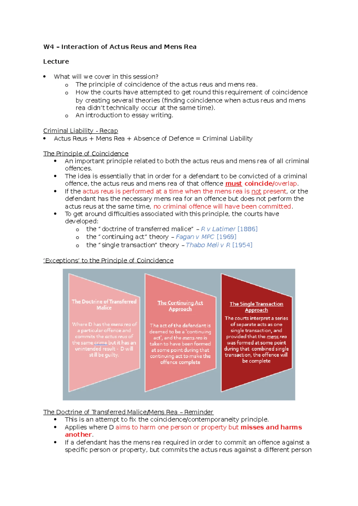 W3 - Mens Rea & Strict Liability - Lecture & Seminar Notes - Studocu