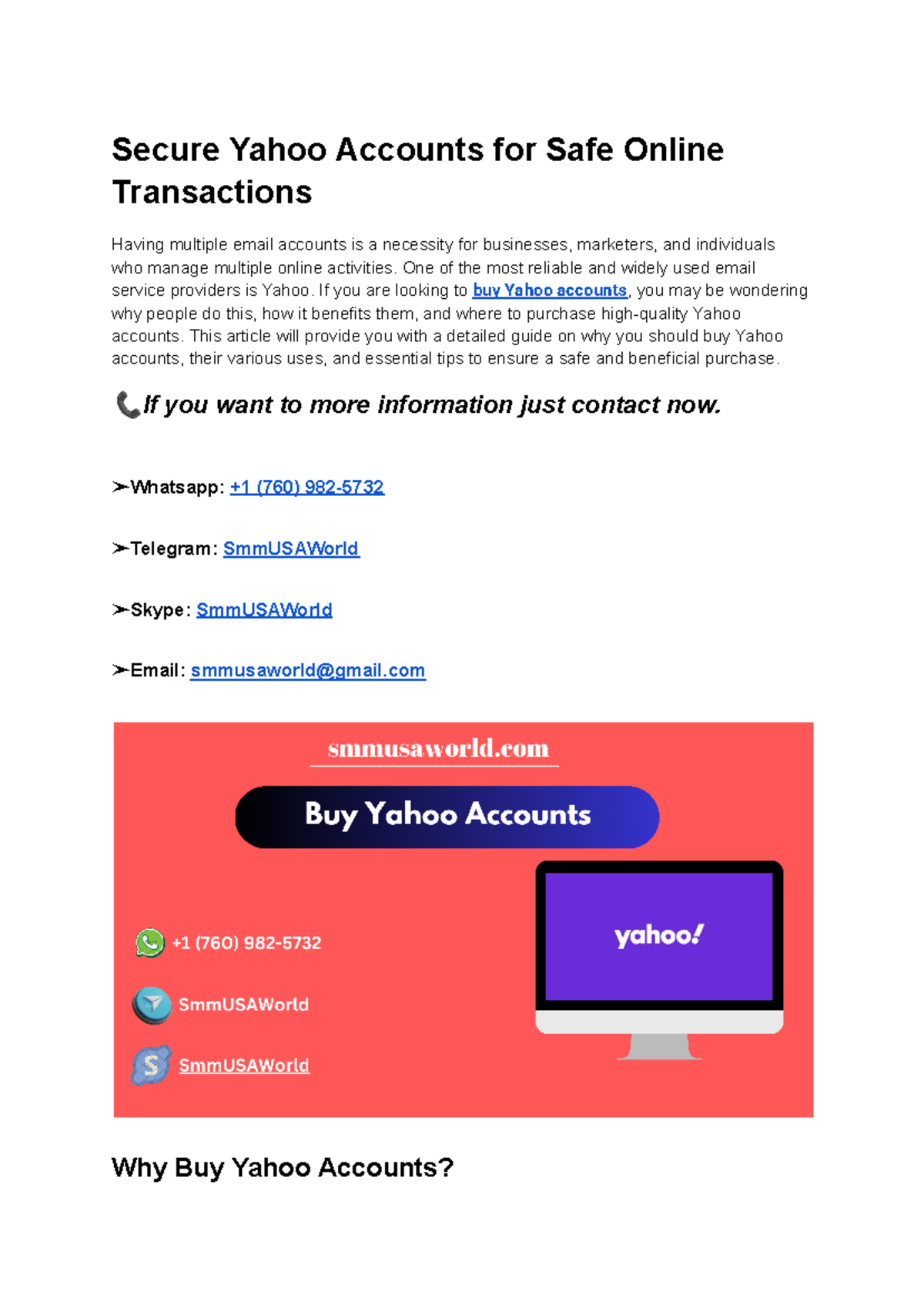 Secure Yahoo Accounts for Safe Online Transactions - Secure Yahoo ...