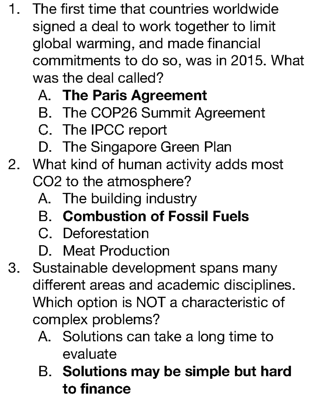 CC0006 LAMS Quiz Answers on Climate Action and Sustainability - Studocu