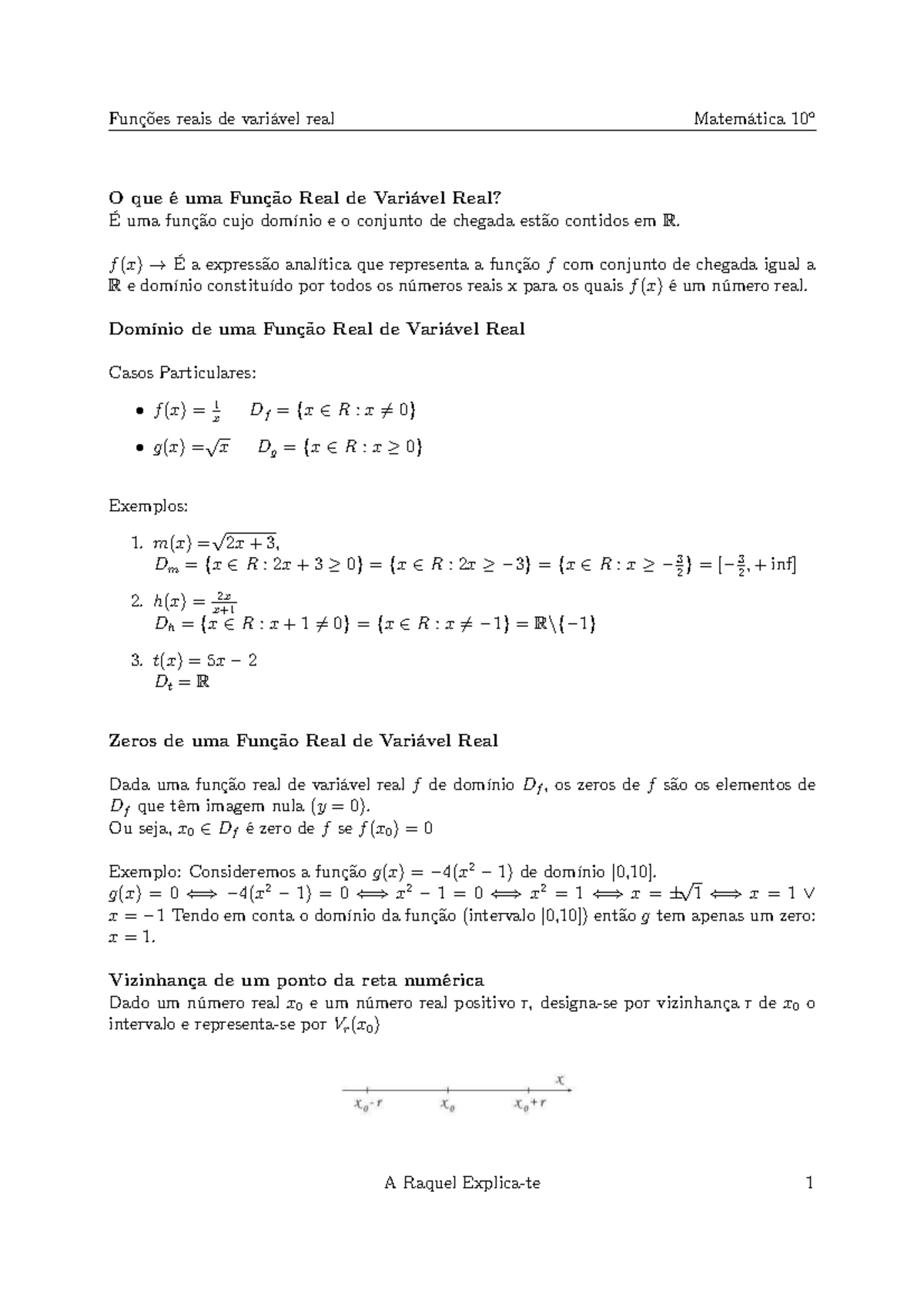 Matemática 10o: Funções Reais de Variável Real - Conceitos e Exemplos ...