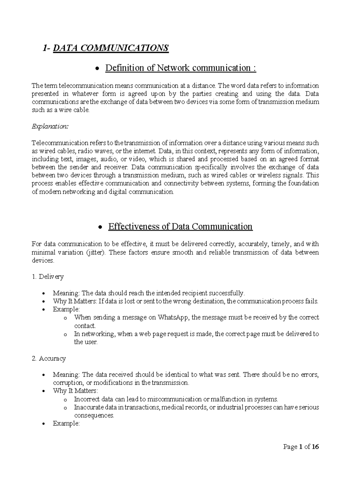 Data Communications Overview and Effectiveness - Studocu