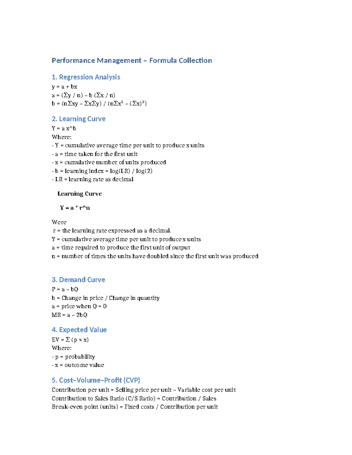 PM Formula Collection: Key Concepts & Equations for Performance ...