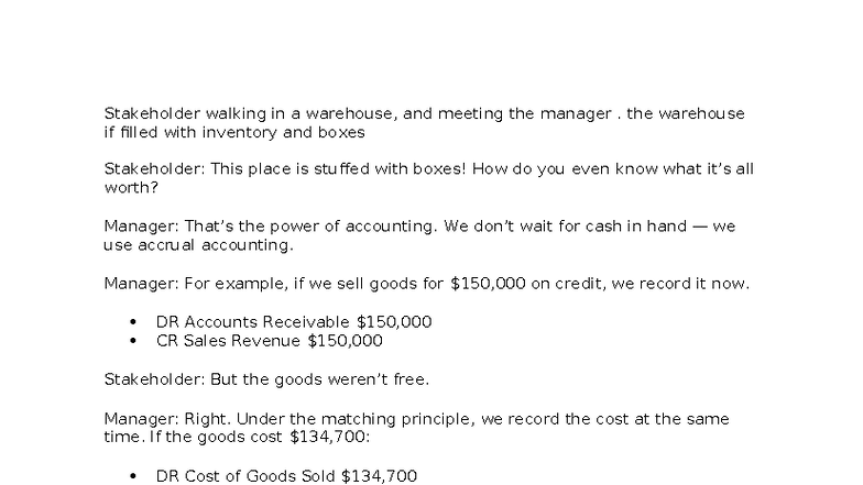 Accounting Principles in Warehouse Management: A Script Analysis - Studocu