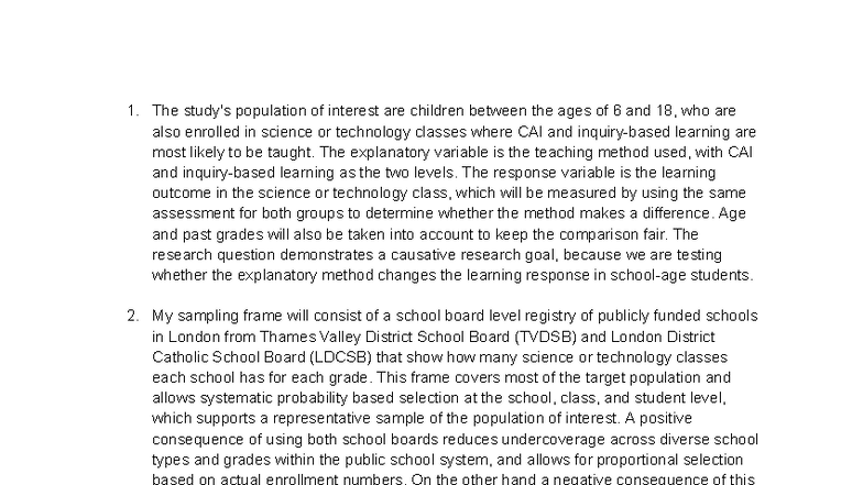 Biostats - Stage 1: Sampling Design for CAI Impact on Learning Outcomes ...