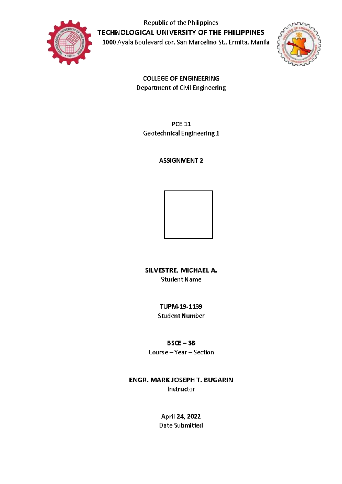 Silvestre Assignment 2 - Bachelor of Science in Civil Engineering ...