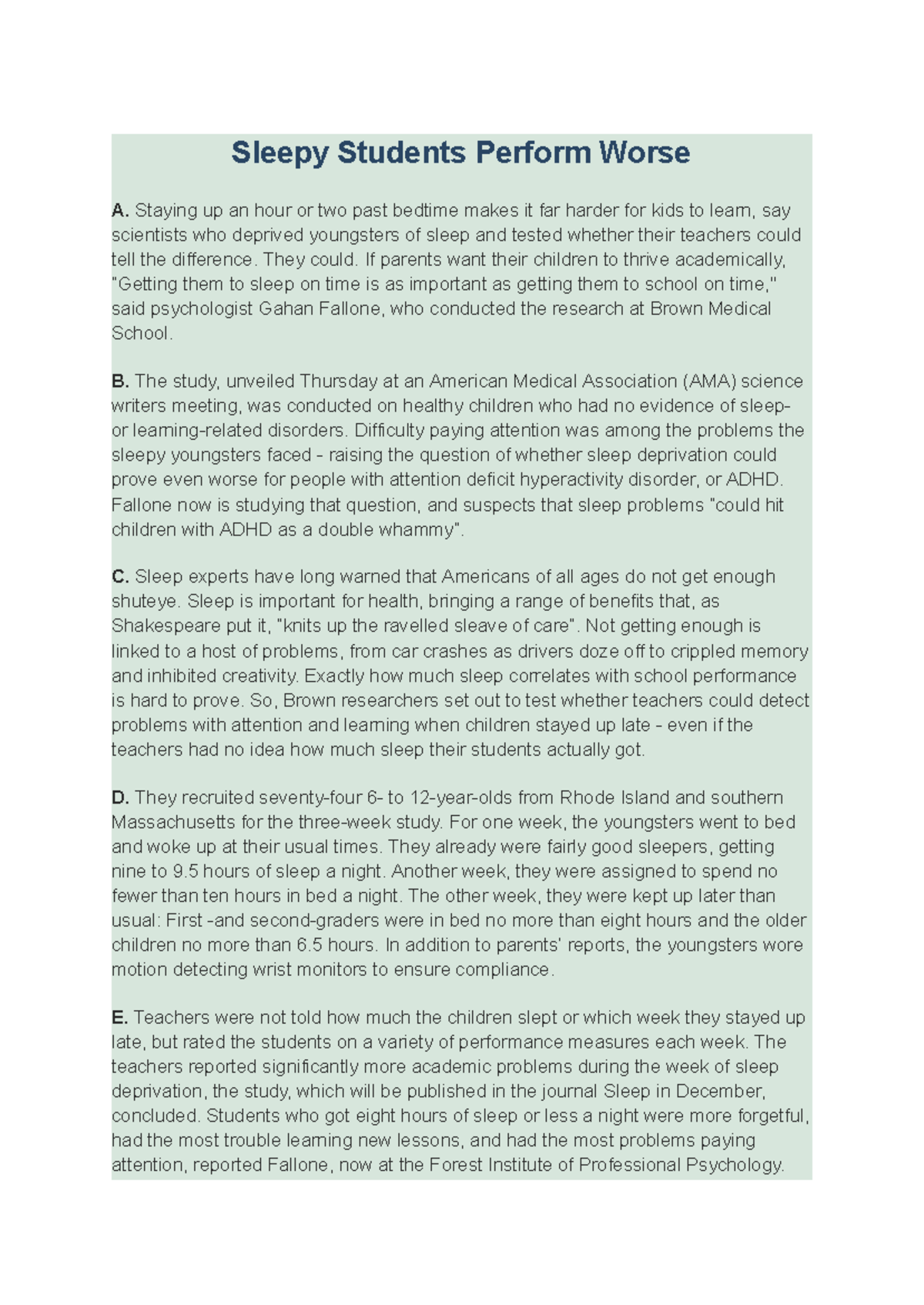 The Impact of Sleep Deprivation on Student Performance: Insights from ...