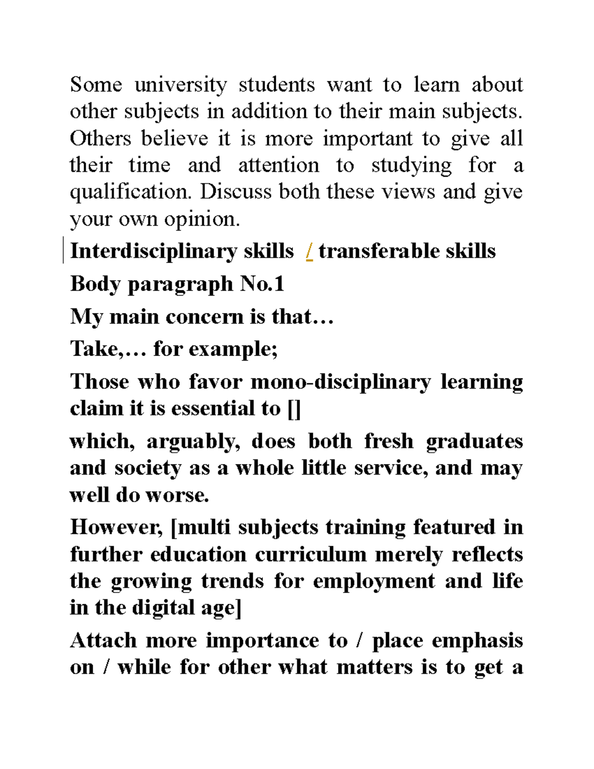 Interdisciplinary Learning vs. Focused Qualification: A Discussion ...