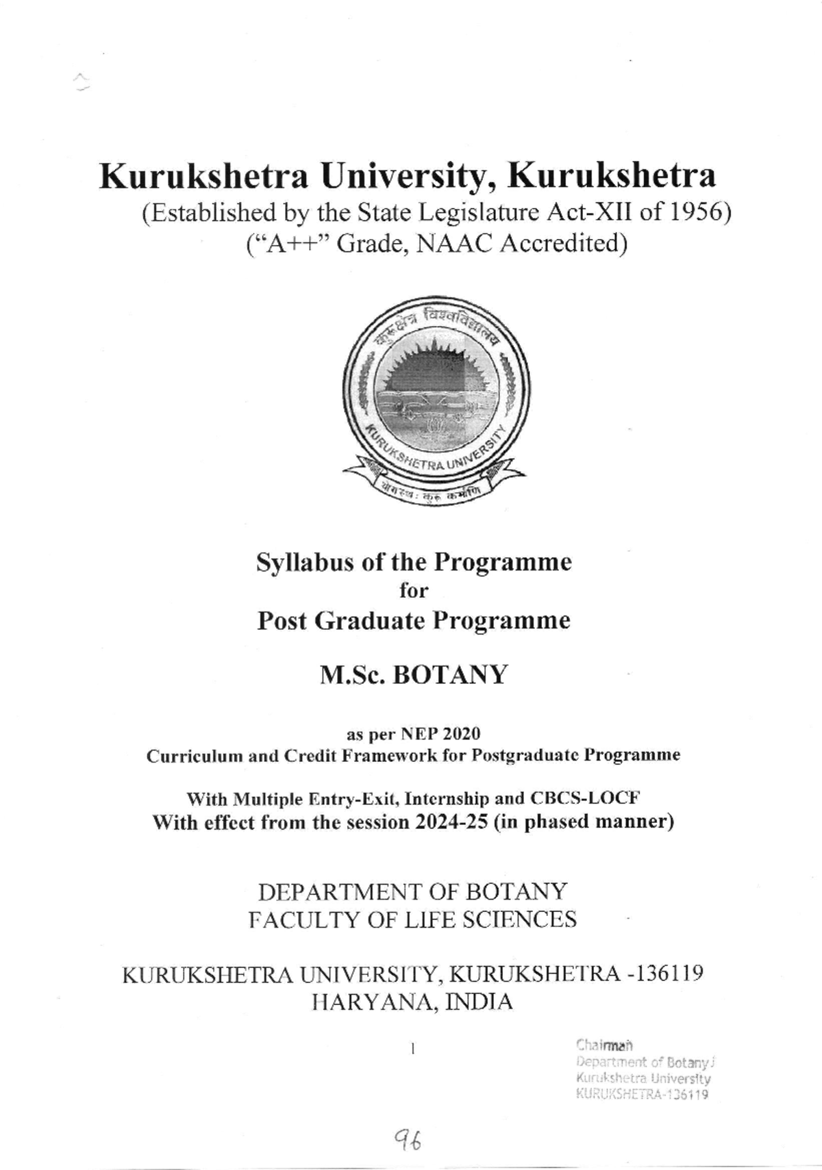 M.Sc. Botany Syllabus: Comprehensive Guide for Semesters I & II - Studocu