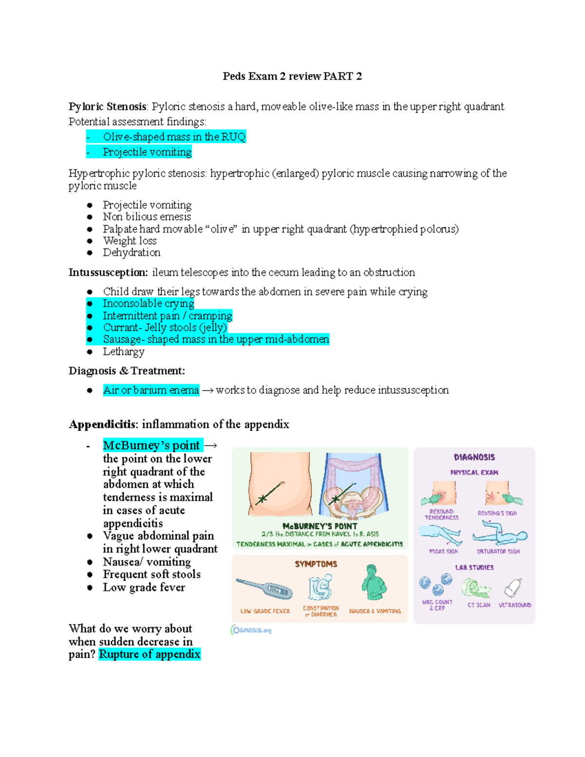 PEDS 2 Exam Review: Key Concepts & Disorders Study Guide - Studocu