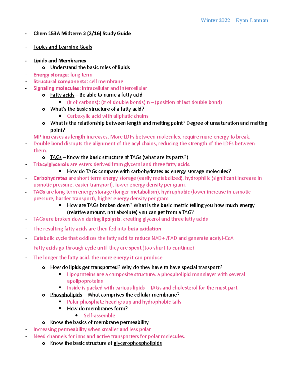Midterm 2 Study Guide - Chem 153A Midterm 2 (2/16) Study Guide Topics ...