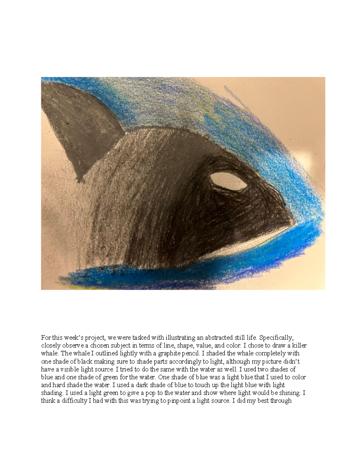 FAS110 Mod 5 - Abstract Still Life Project on Killer Whale - Studocu