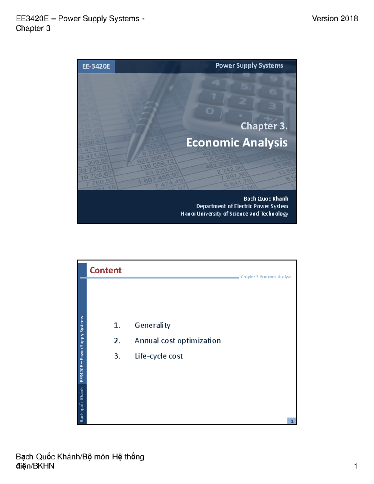 Chapter 3 - Economics analysis - Chapter 3 Bạch Quốc Khánh/Bộ môn Hệ ...