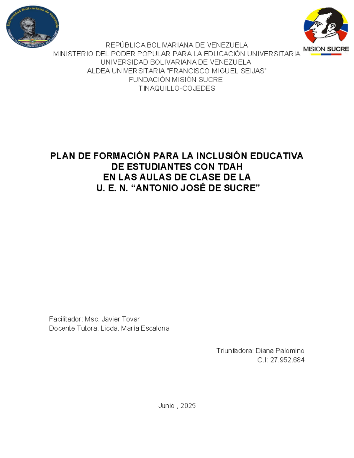 Plan de Formación Inclusiva para Estudiantes con TDAH - Proyecto Diana ...
