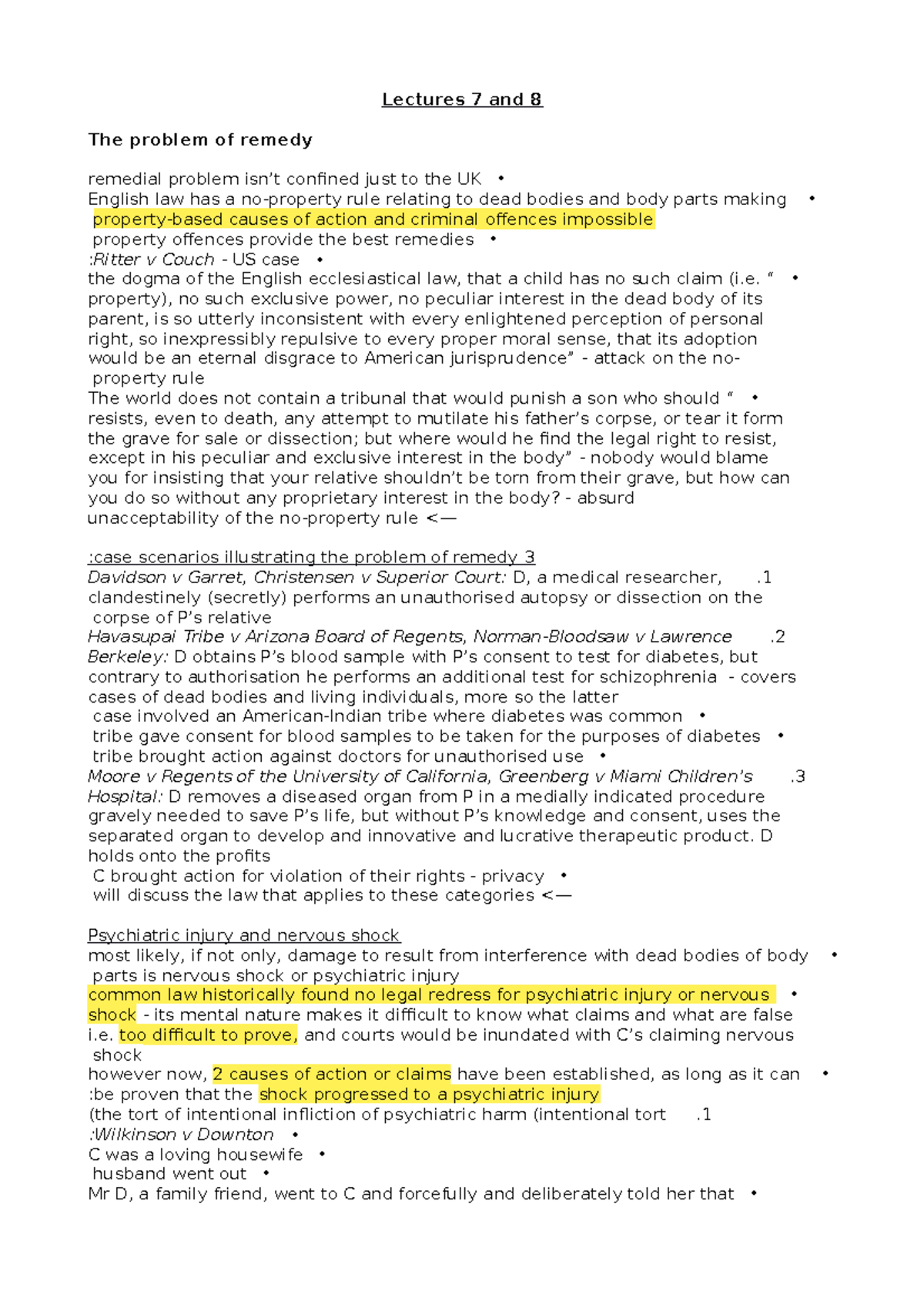 Modifying Title: Lectures 7 and 8 - Key Issues in the Problem of Remedy ...