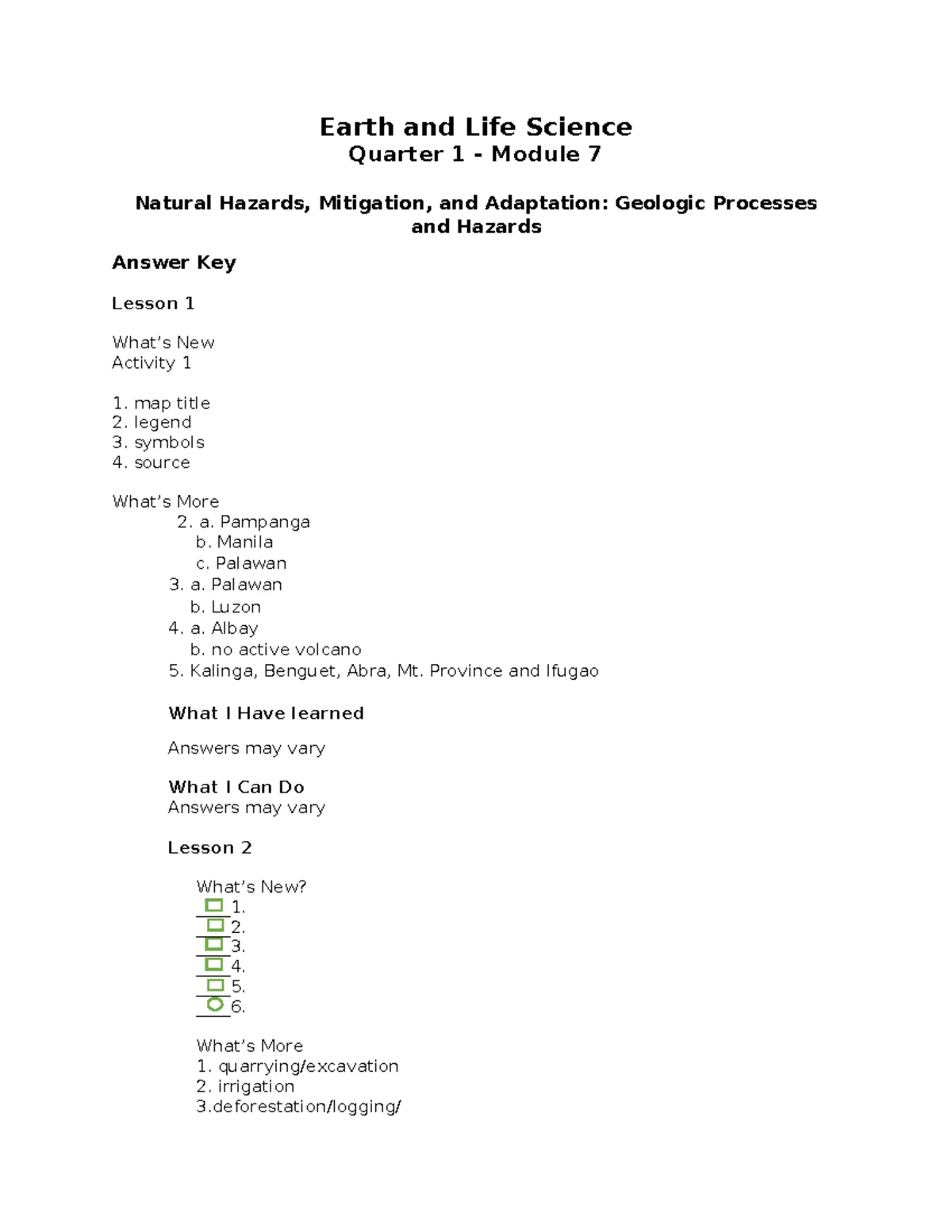 ELS Q1 Module 6: History of Earth & Geological Hazards - Studocu