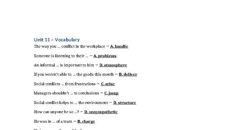 Unit 11 & 12 Vocabulary and Grammar Insights - Studocu