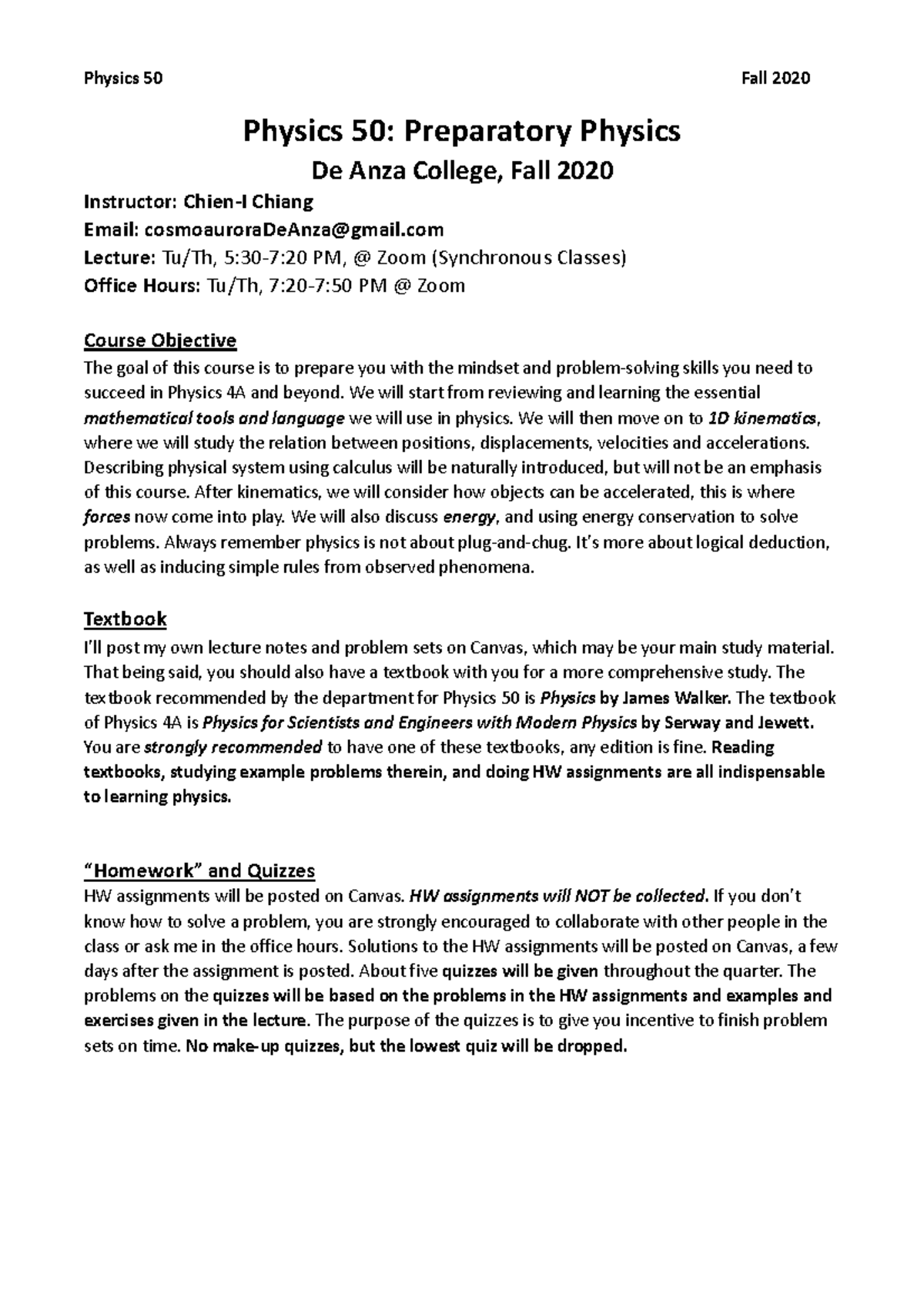 PHYS 50 F20: Preparatory Physics Course Overview and Study Guide - Studocu