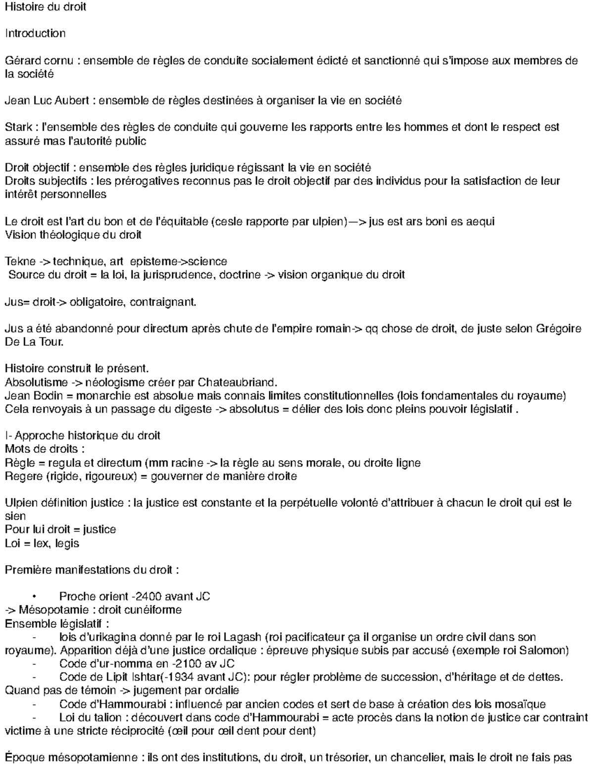 Fiche de Révision - Histoire du Droit S1: Concepts et Évolutions - Studocu