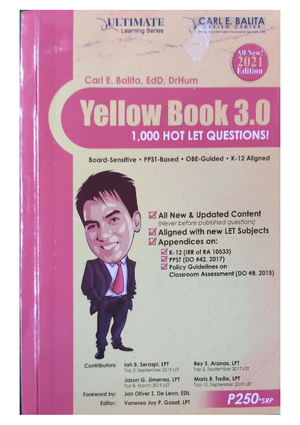 LET YELLOWBOOK 2ND EDITION: Comprehensive Practice Questions for LEPT ...