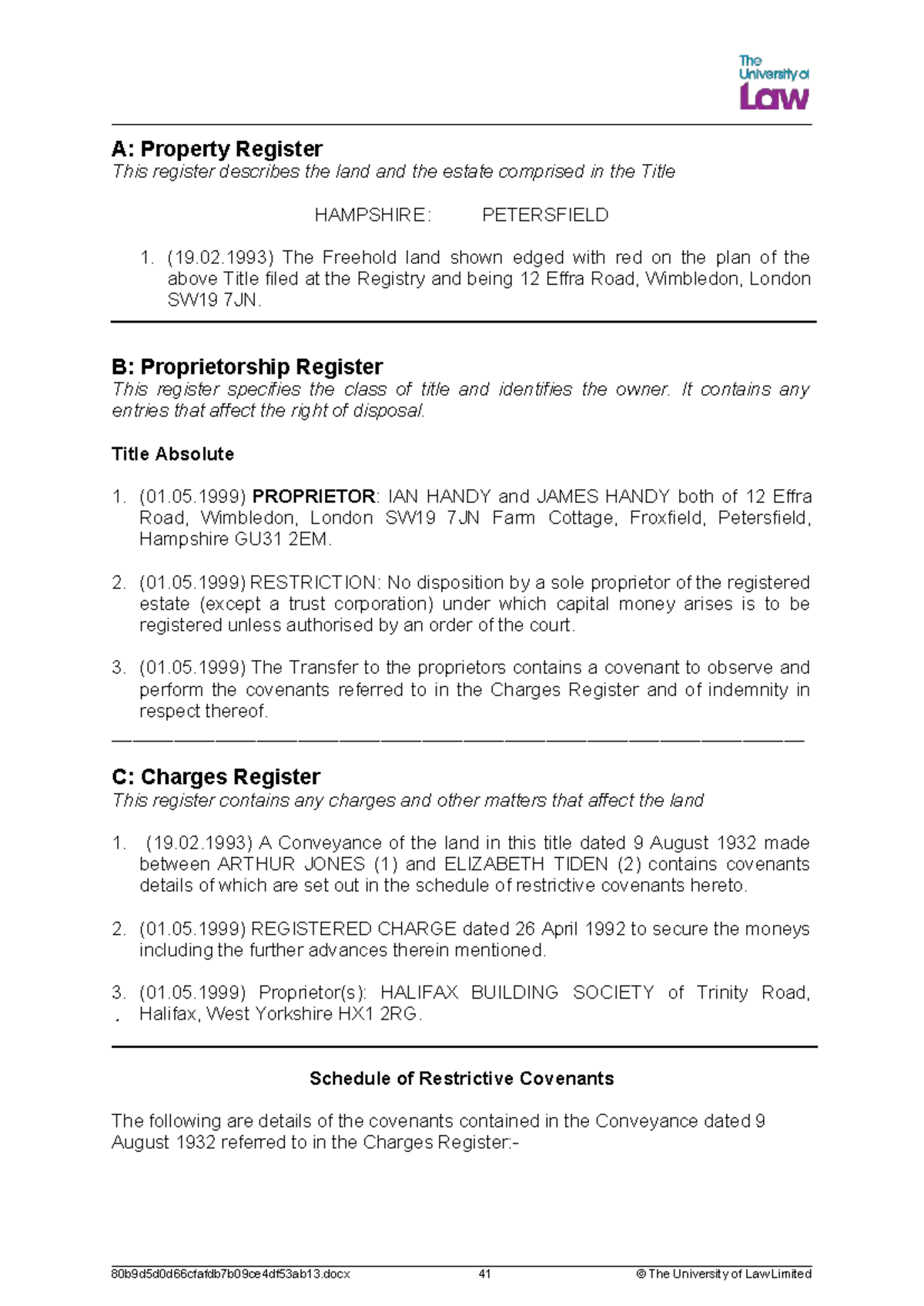 LG 2 Investigating Title: Property Register Analysis and Legal ...
