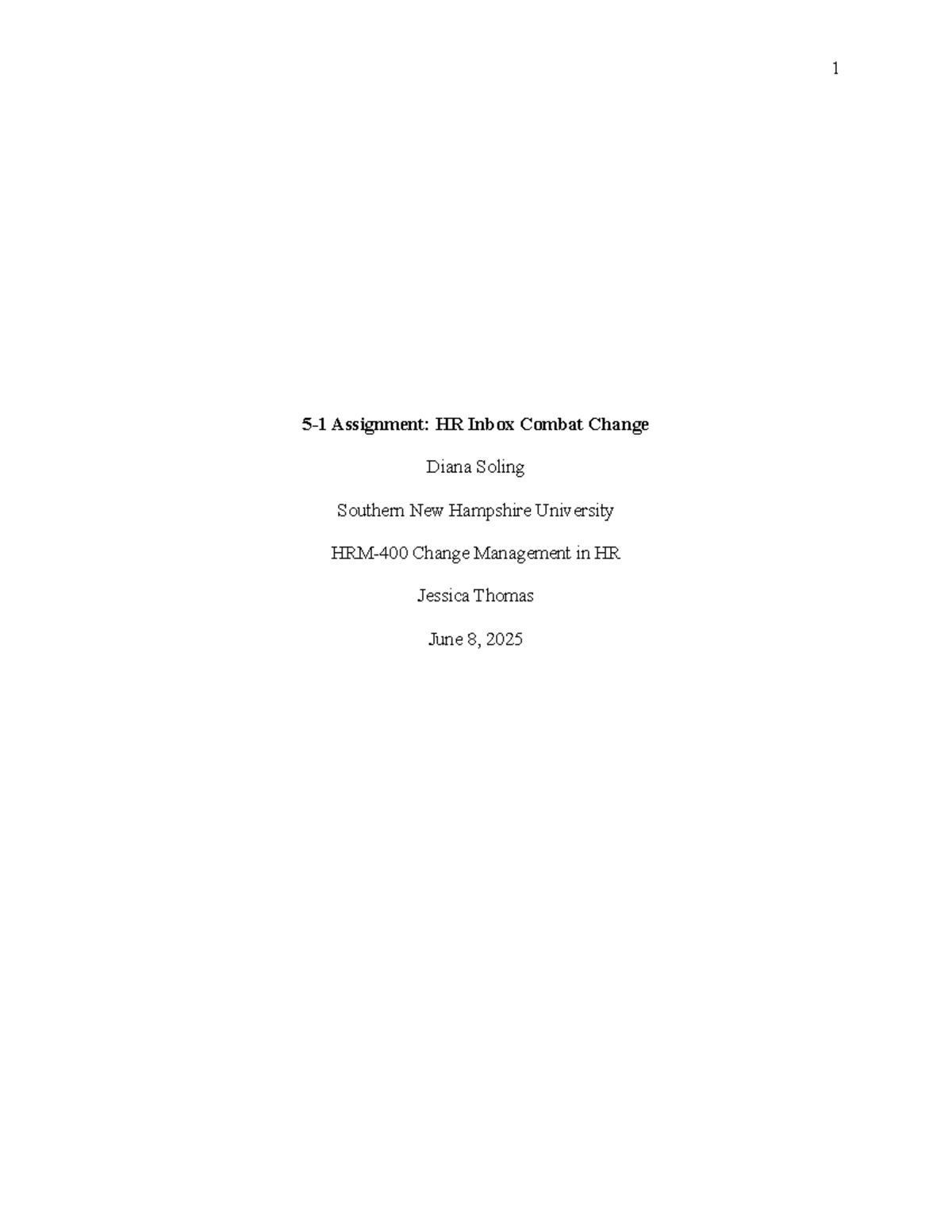 HRM-400 5-1 Activity: Navigating Change Management in HR - Studocu