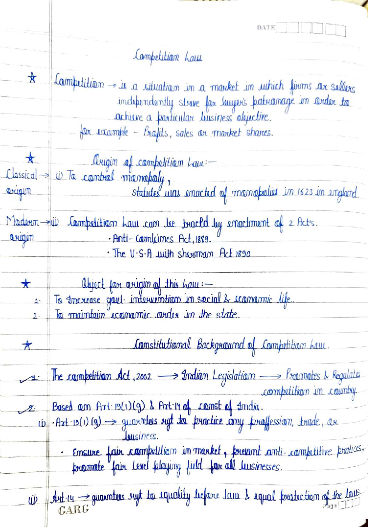 Competition Law Overview - LLB 9th Sem Notes - Studocu
