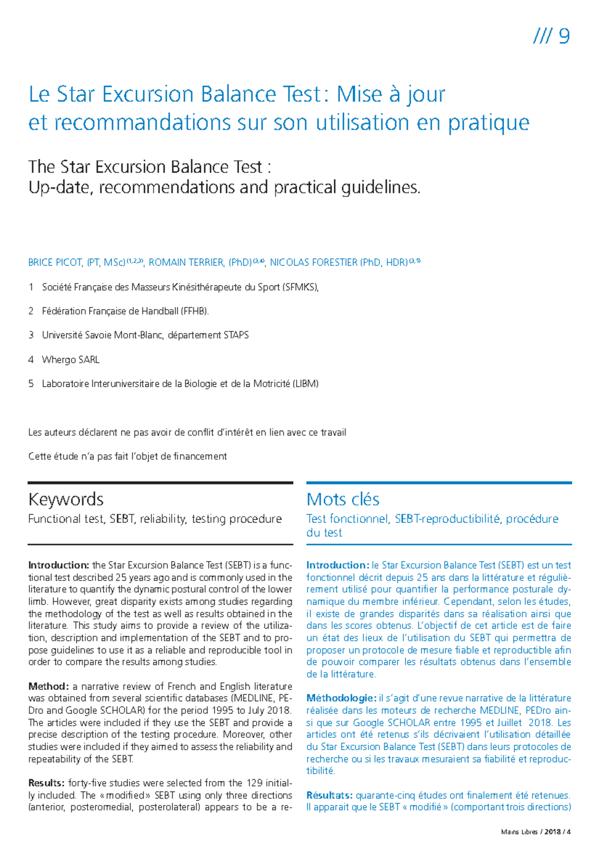 9 Le Star Excursion Balance Test : Recommandations Pratiques et ...