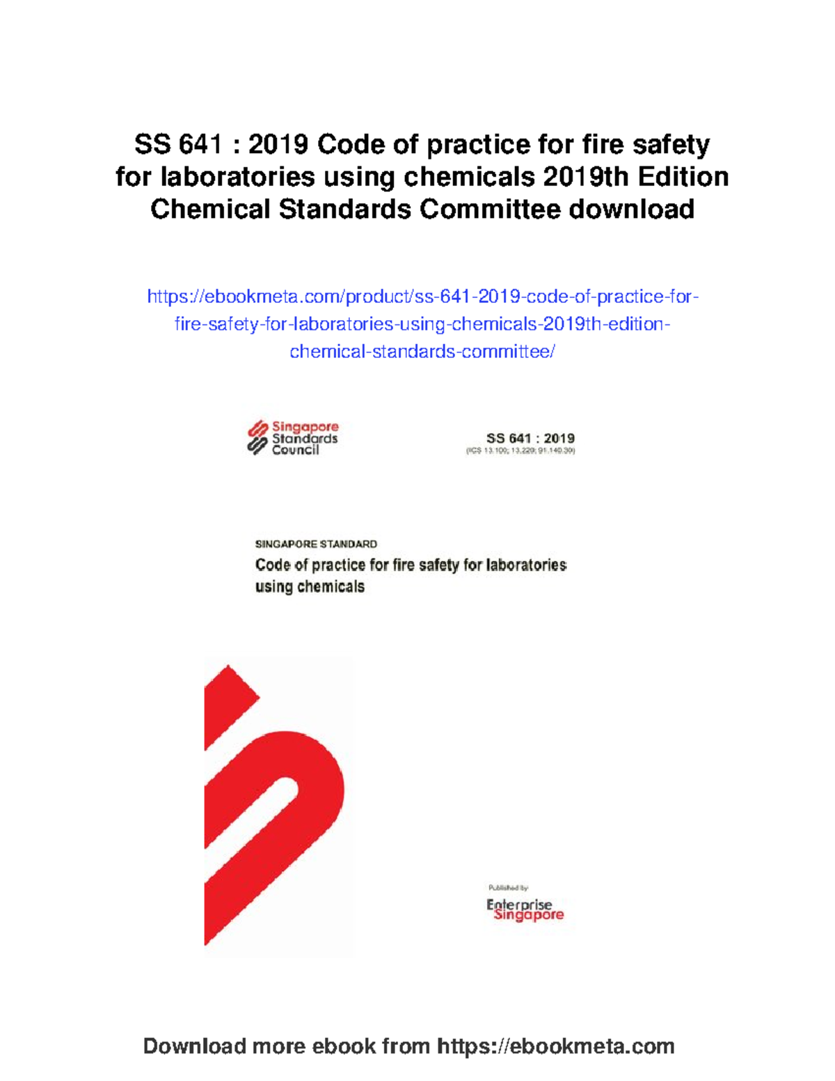 SS 641: 2019 Fire Safety Code for Chemical Laboratories - Guidelines ...