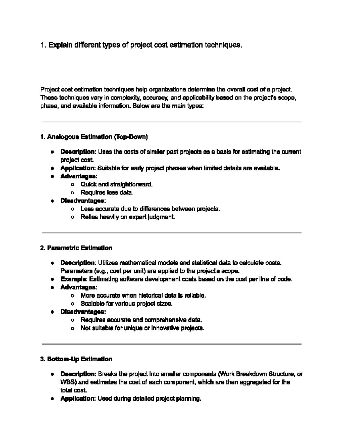Unit4Pme - Project Cost Estimation Techniques and Fund Management Notes ...