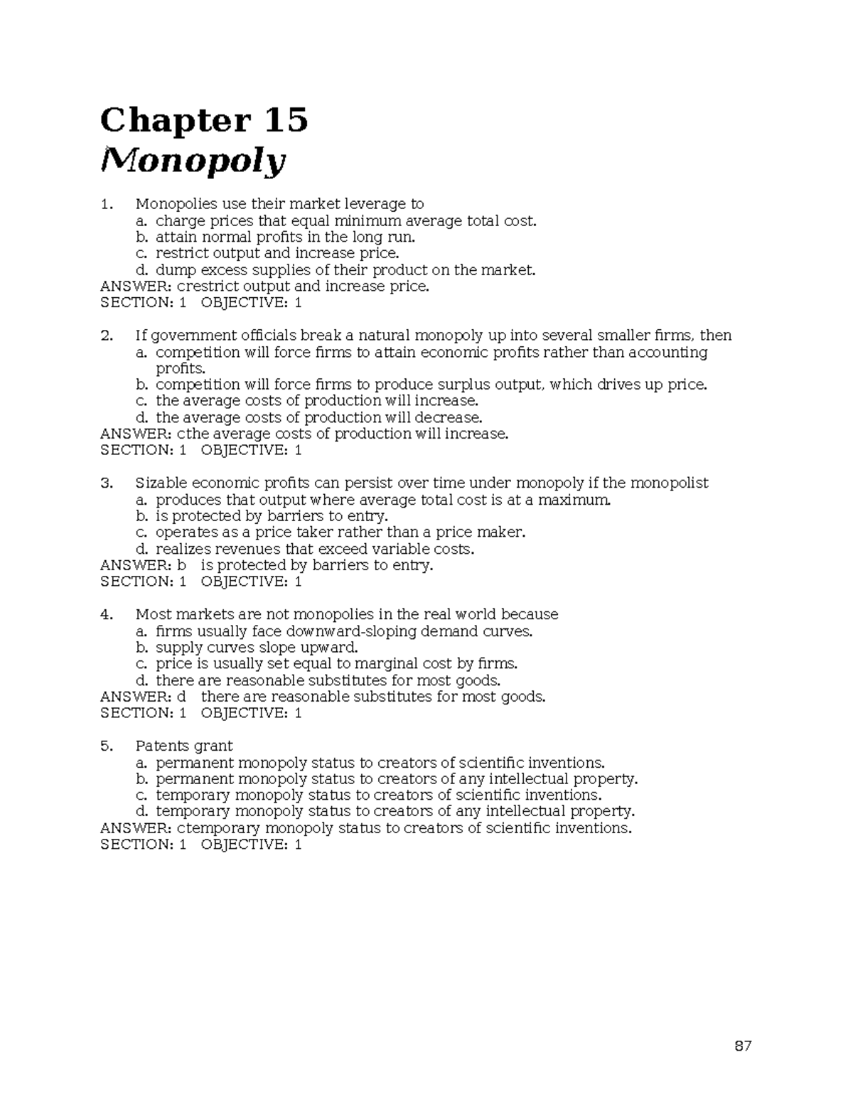 Chapter 15 - ADF004 - Chapter 15 Monopoly Monopolies use their market ...