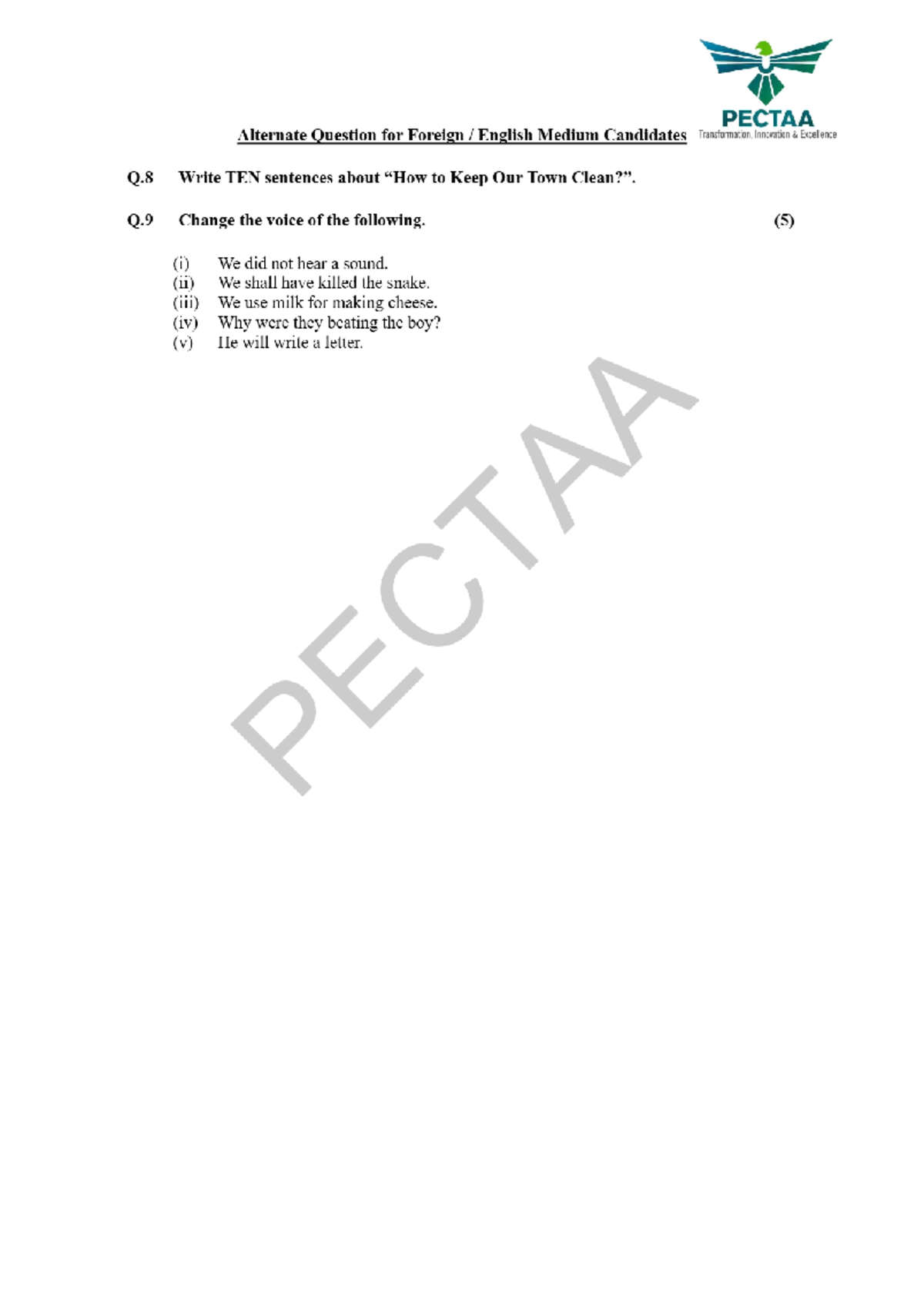 PECTAA Class 9 Mathematics Smart Reduced Syllabus 2026 - Studocu