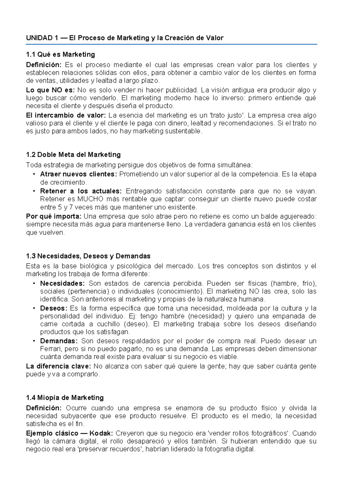 Resumen Final de Marketing - UNIDAD 1 a 6 - Studocu