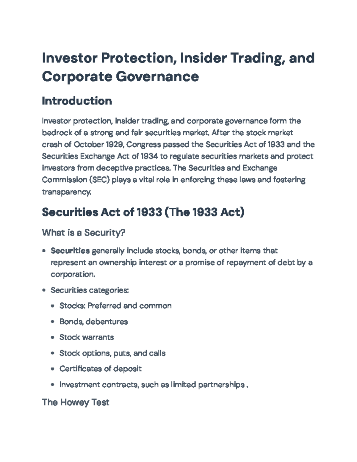 Securities Regulation and Corporate Governance: Investor Protection ...