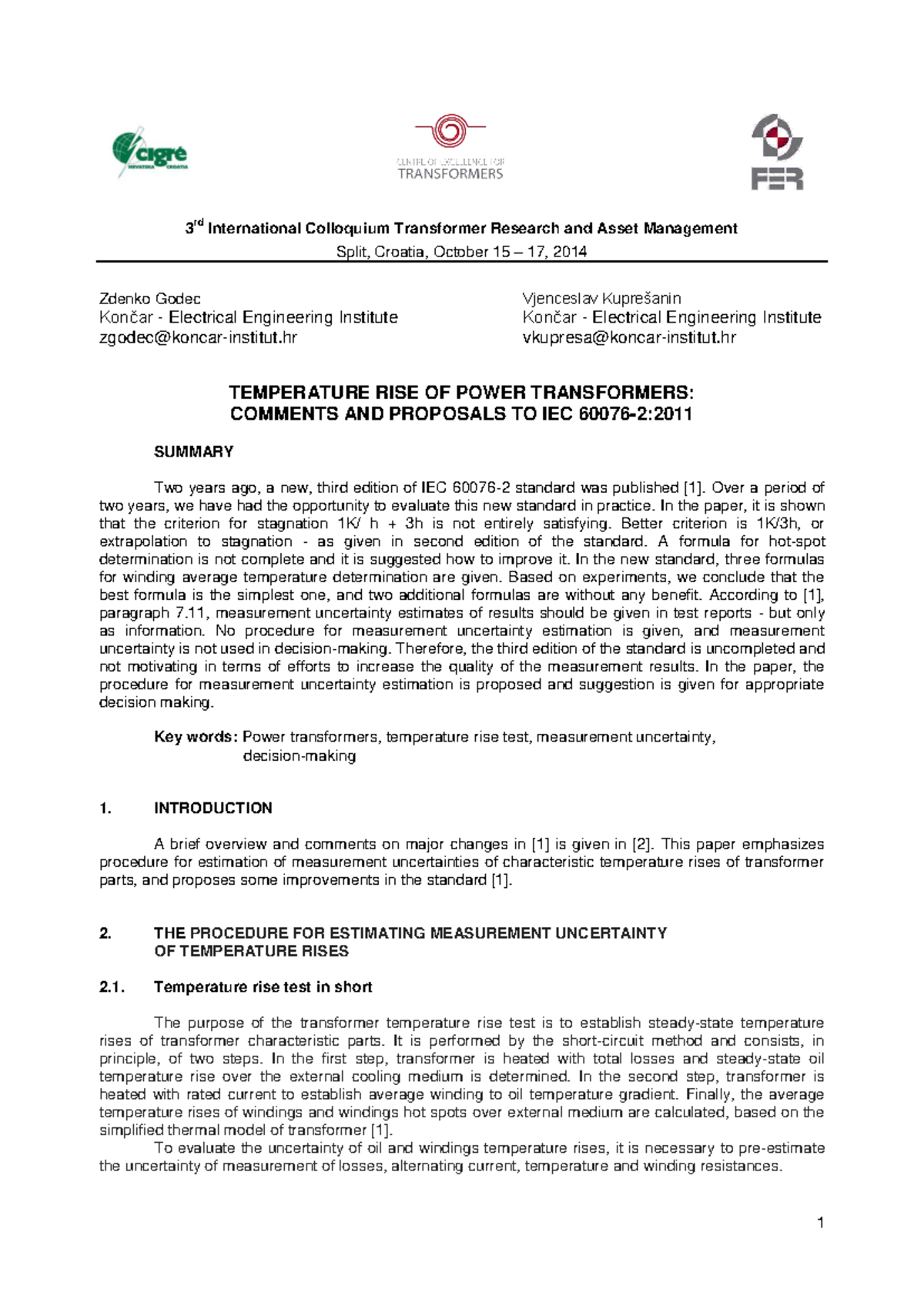 Temperature Rise of Power Transformers: Comments on IEC Standards - Studocu