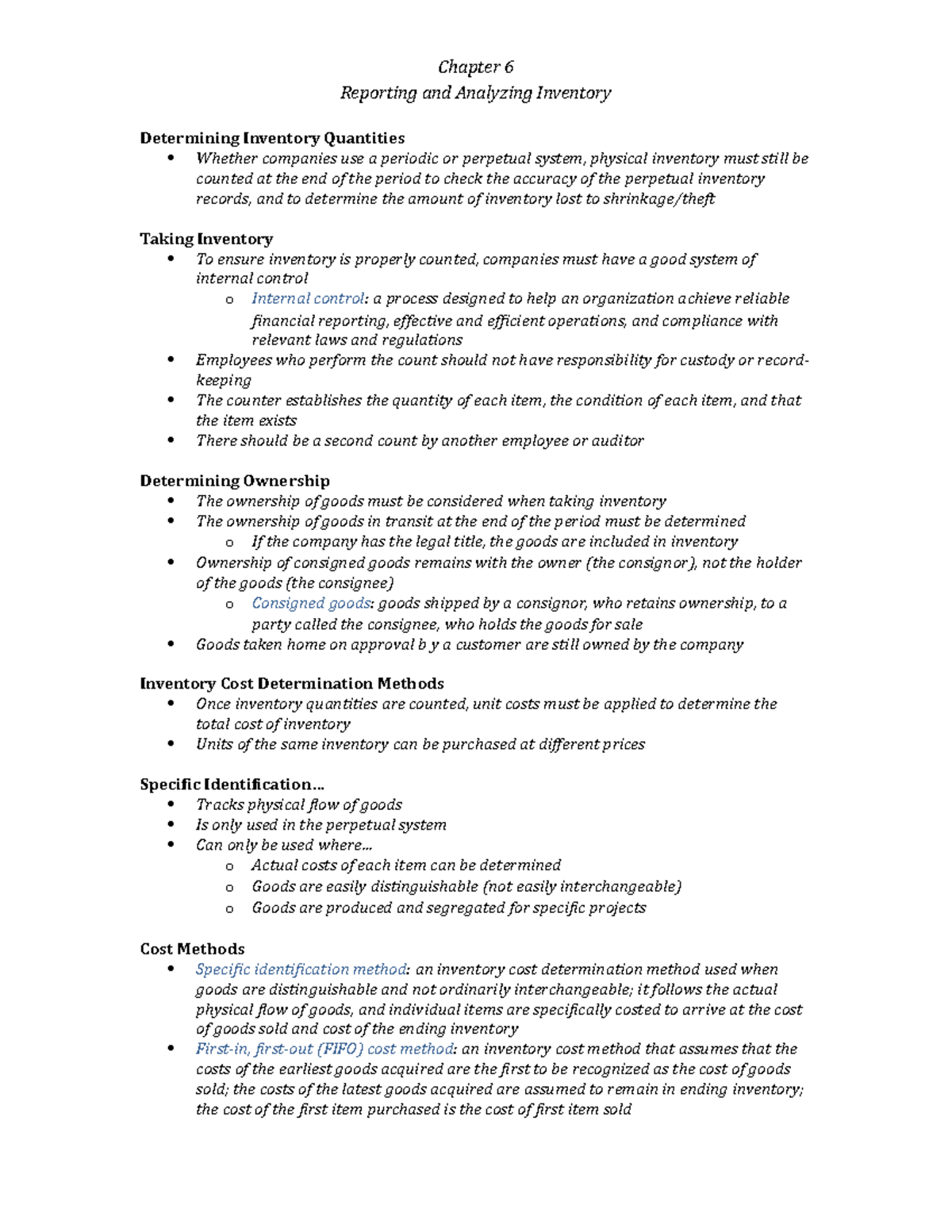 ACCT1220 * Chapter 6 * Inventory Reporting & Analysis Techniques - Studocu